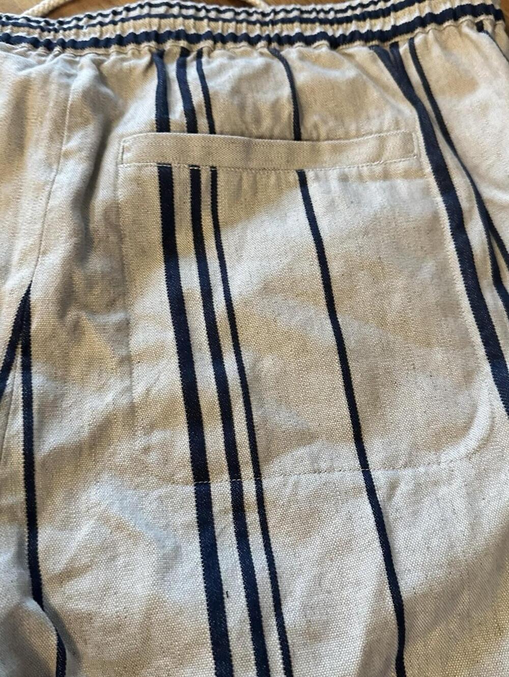 Soft Surroundings Vacation Beach Striped Linen Cotton Pants Cream/navy 1XL NWT - Picture 4 of 14